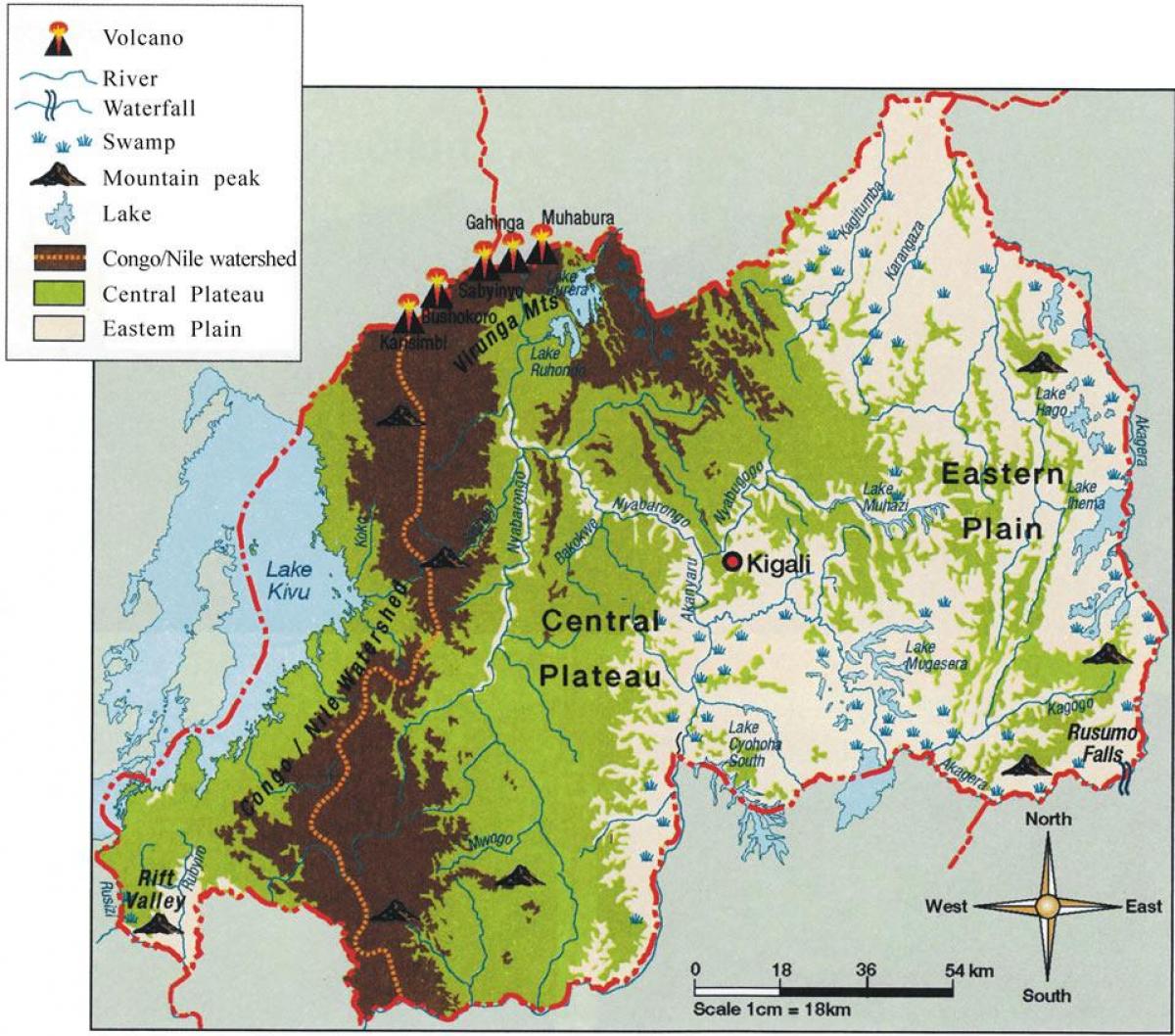 mappa geografica del Ruanda