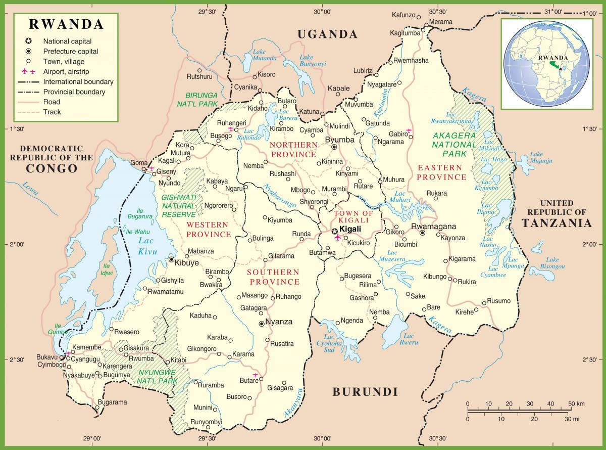mappa del Ruanda politico