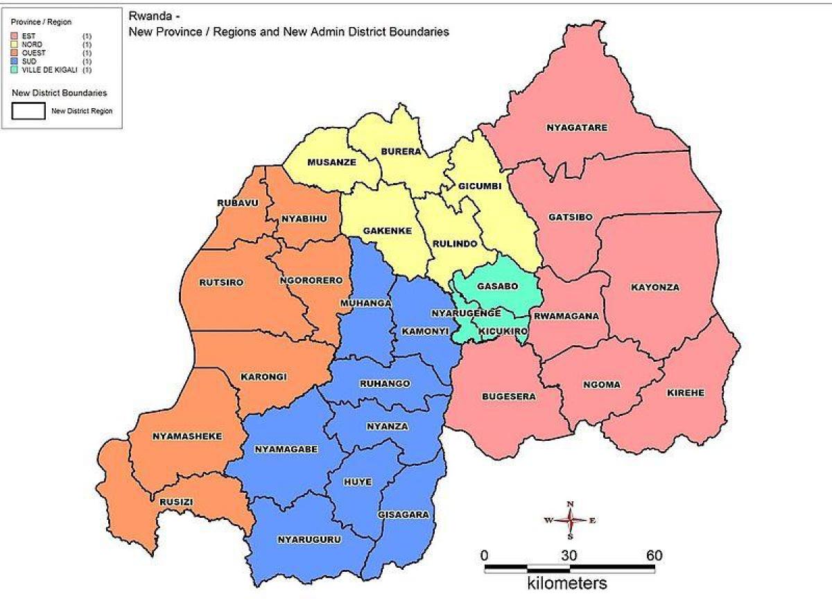 mappa del Ruanda mappa province