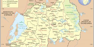 Mappa di carta amministrativa del Ruanda