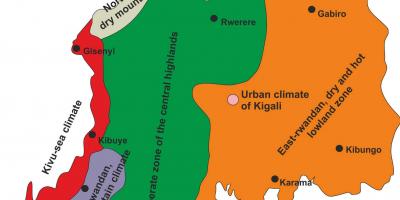 Mappa di Ruanda per il clima